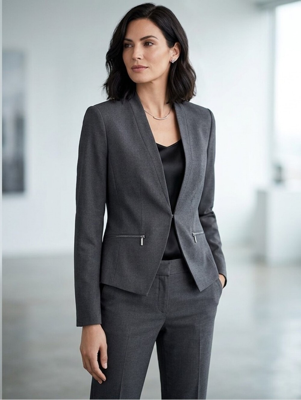 Karl Lagerfeld Charcoal Women's Blazer size 4